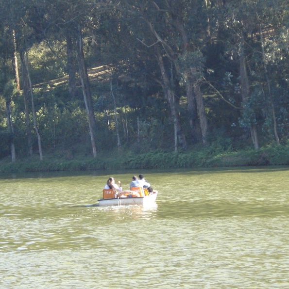 Boating in a mountain reservoir